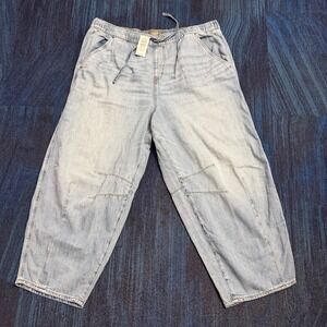 NWT Torrid HR Pull-On Barrel Drapey Rigid Jean Medium Wash 2 Regular